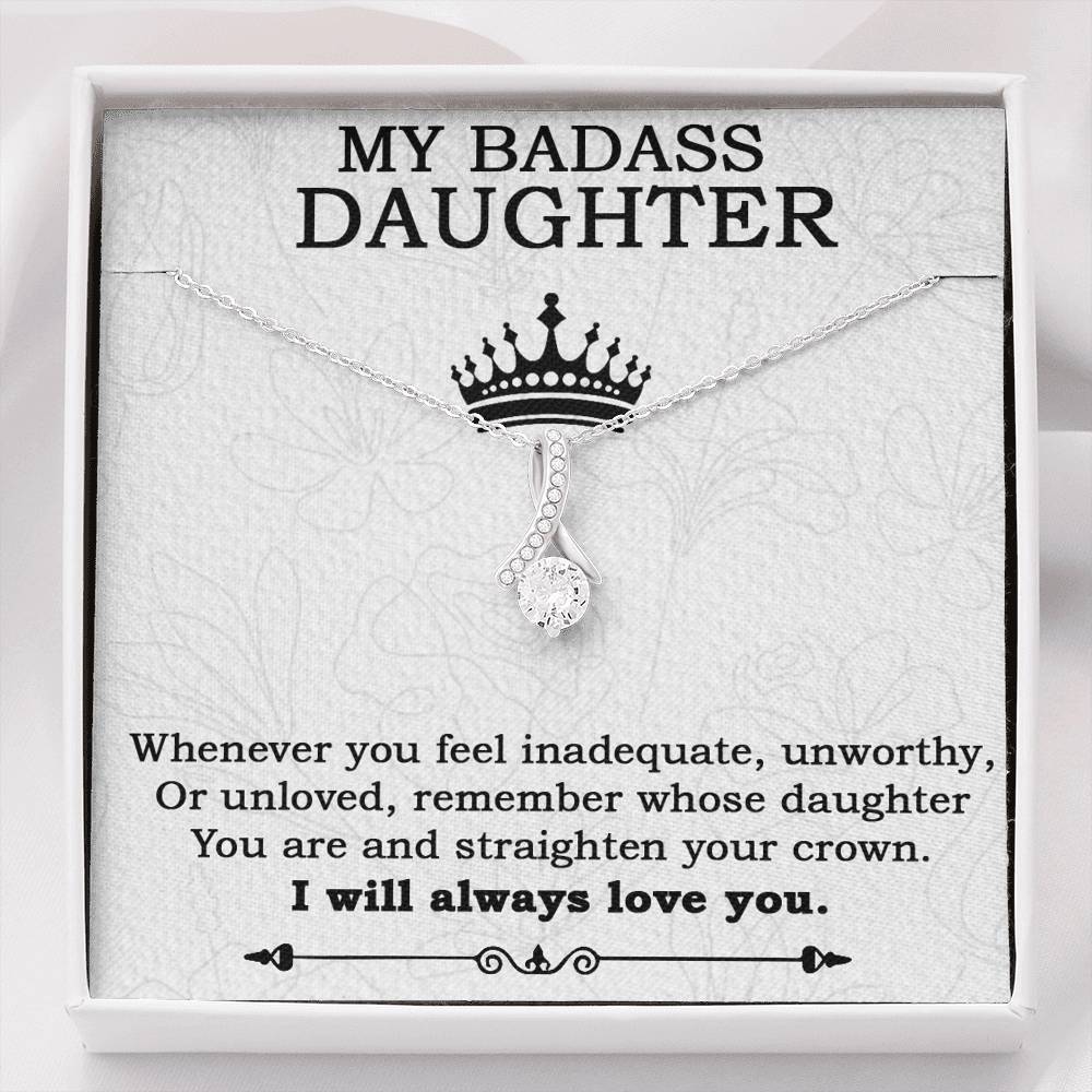My Badass Daughter Necklace From Mom, Badass Daughter Necklace Birthday Gift