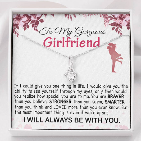 To My Girlfriend Interlocking Heart Necklace Gift for Valentine Birthday