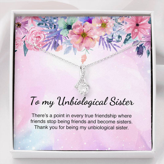 Unbiological Sister Gift Best Friend Alluring  Beauty Necklace Message Card