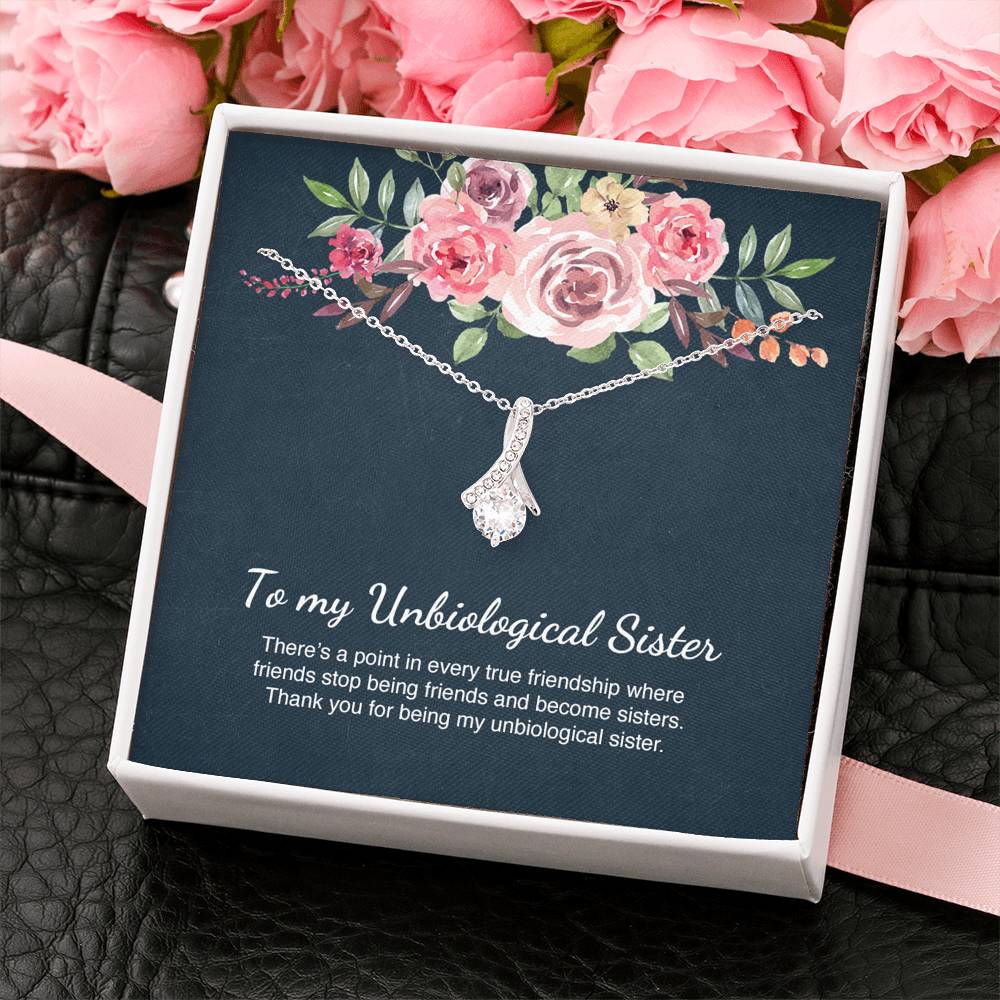 Unbiological Sister Gift Best Friend Alluring  Beauty Necklace Message Card