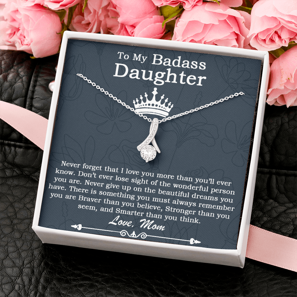 To My Badass Daughter Necklace From Mom, Badass Daughter Necklace Birthday