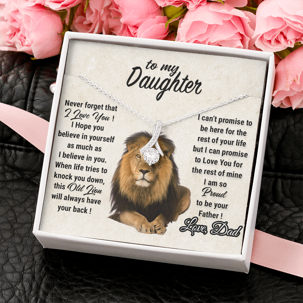 To My Daughter Necklace, Xmas Gift For Daughter From Dad, Daughter Father Lion