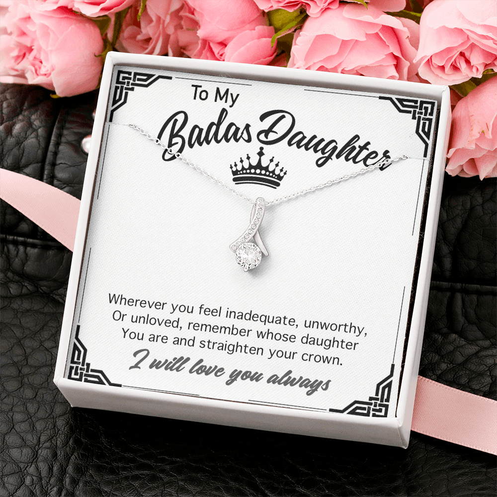 To My Badass Daughter Necklace From Mom, Badass Daughter Necklace Birthday Gift