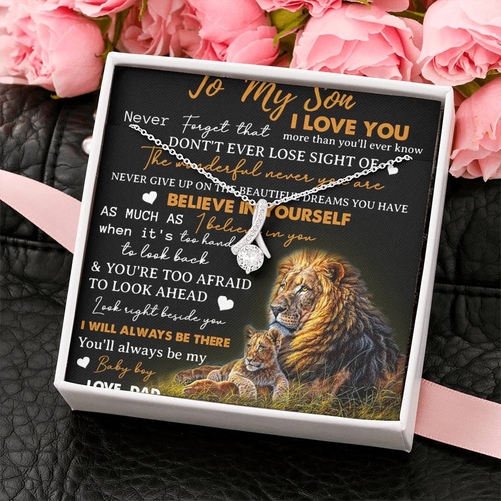 To My Son Necklace, Love Dad Father And Son Lion, Best Gifts For Son From Dad