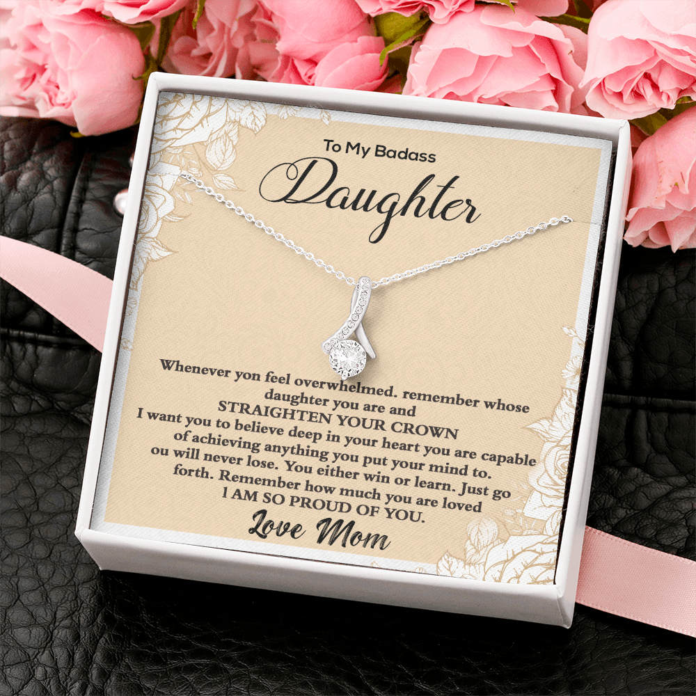 To My Badass Daughter Necklace From Mom, Badass Daughter Necklace Birthday Gift