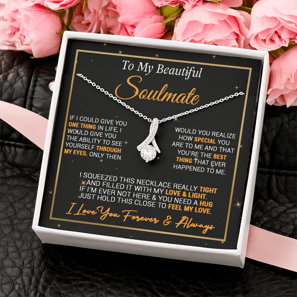 To My Soulmate Necklace Valentine Gift For Girlfriend Wife, Valentines Day