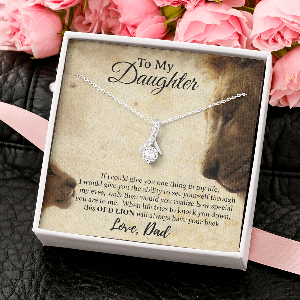 To My Daughter Necklace, Xmas Gift For Daughter From Dad, Daughter Father Lion