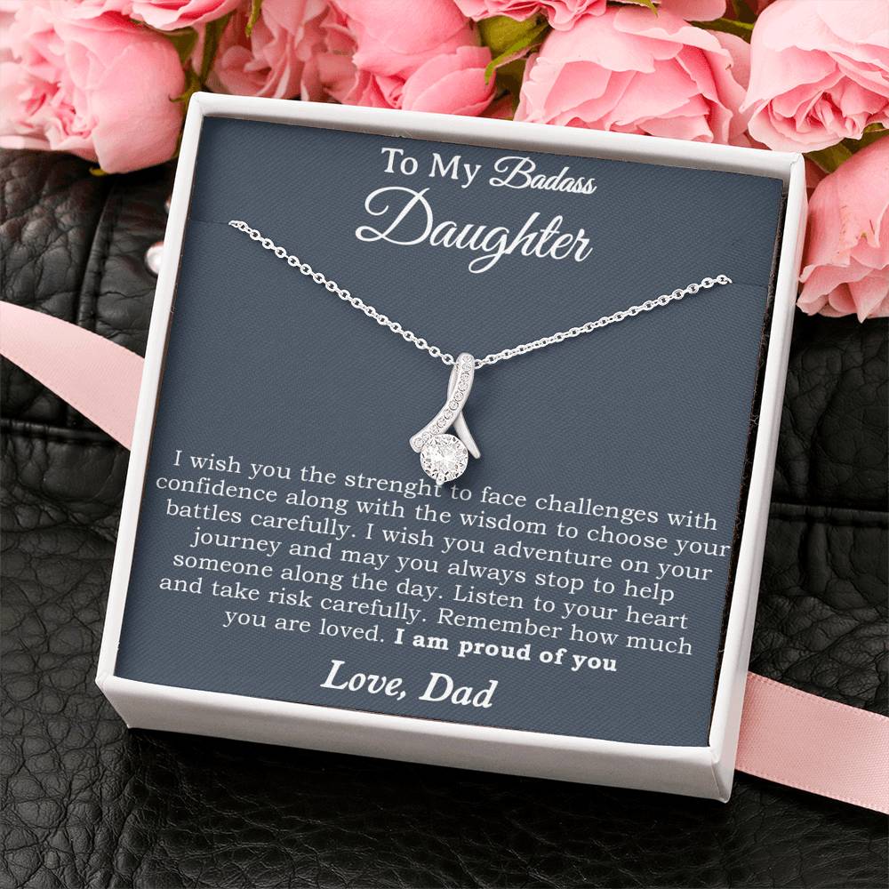 To My Badass Daughter Necklace From Dad, Badass Daughter Necklace Birthday Gift