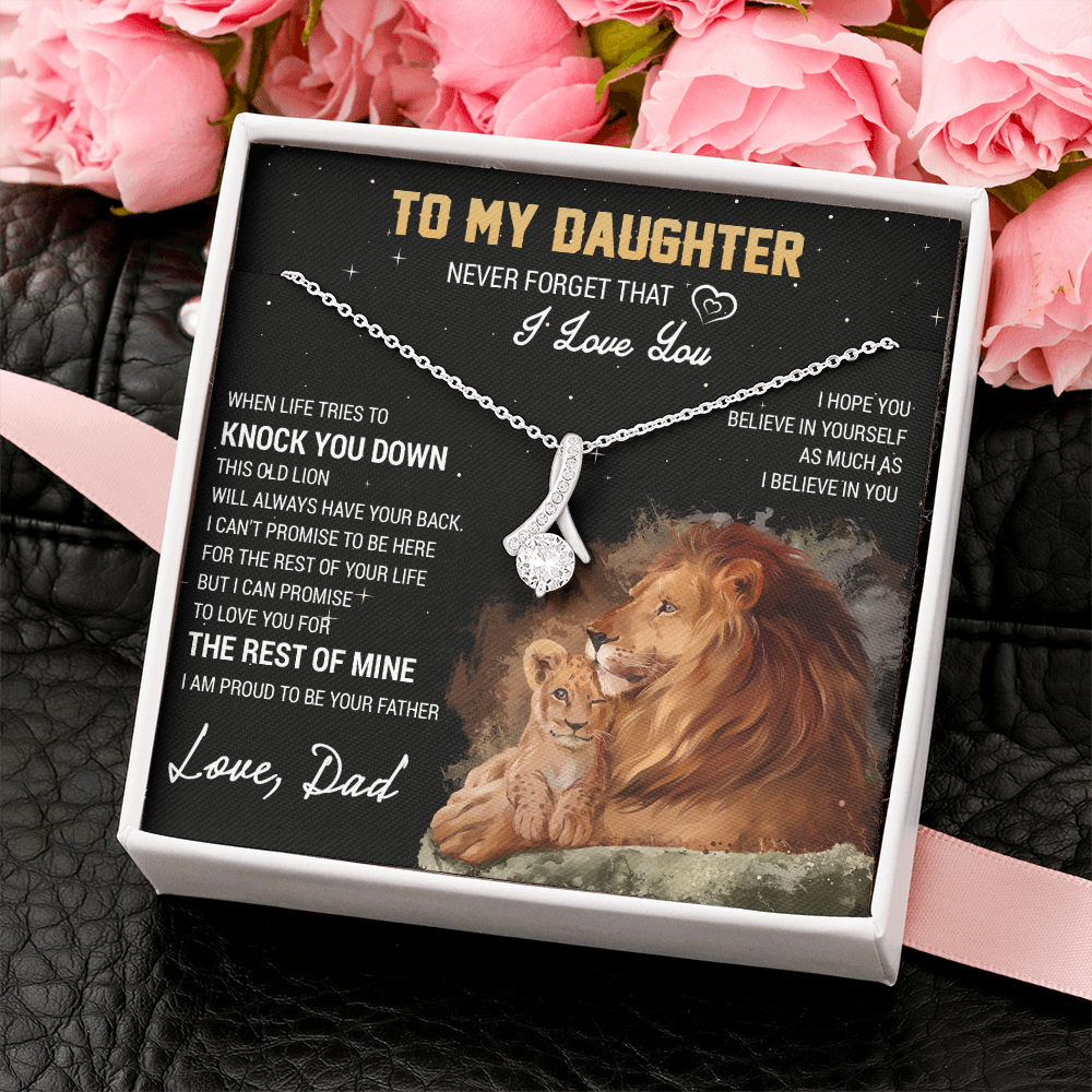 To My Daughter Necklace, Gift For Daughter From Dad, Daughter Father Lion