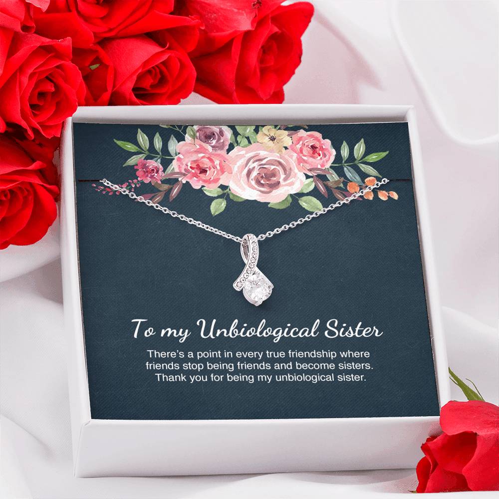 Unbiological Sister Gift Best Friend Alluring  Beauty Necklace Message Card