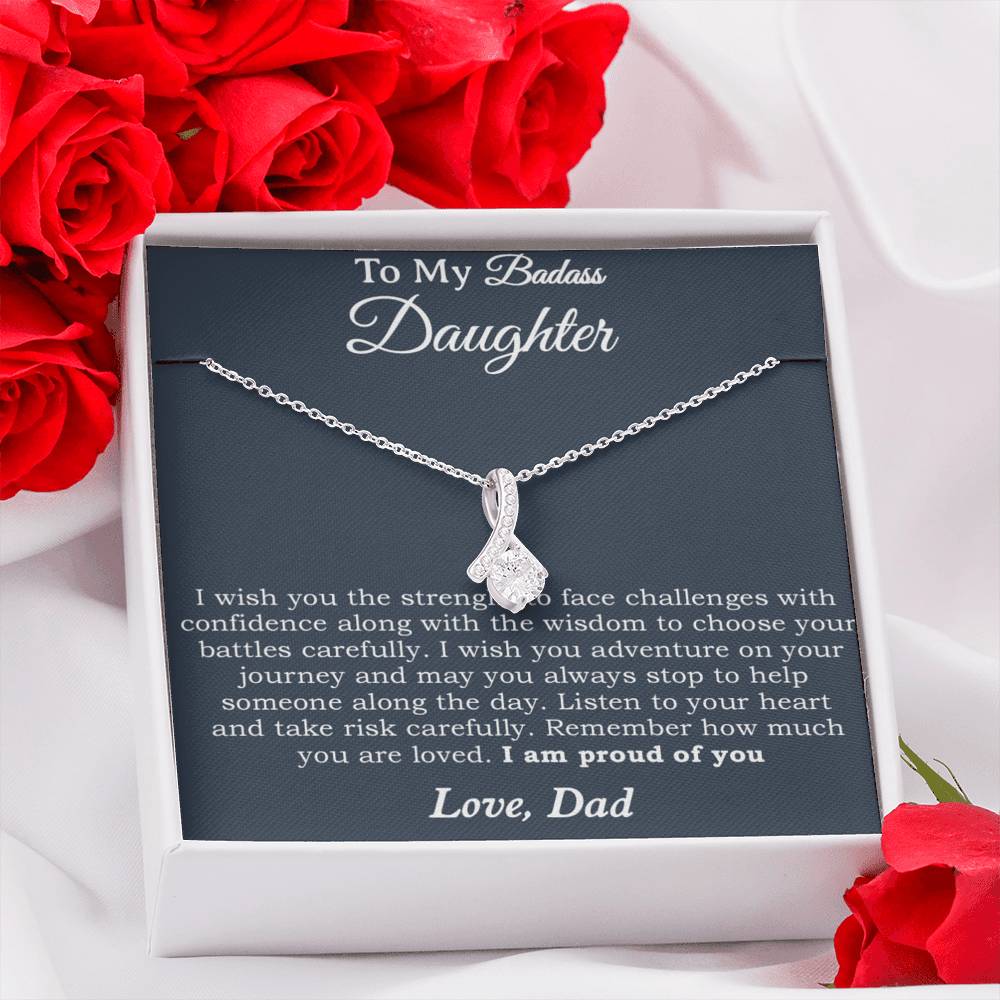 To My Badass Daughter Necklace From Dad, Badass Daughter Necklace Birthday Gift