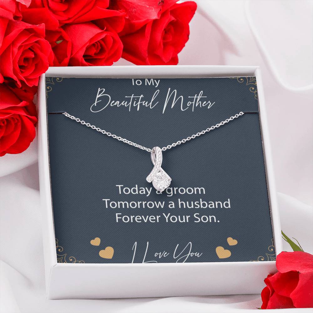 Groom to Mother Gift Necklace, Son to Mother on Wedding Day, Mother Gift From Son