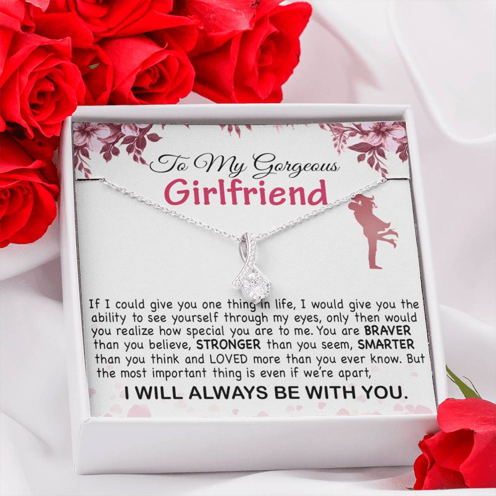 To My Girlfriend Interlocking Heart Necklace Gift for Valentine Birthday