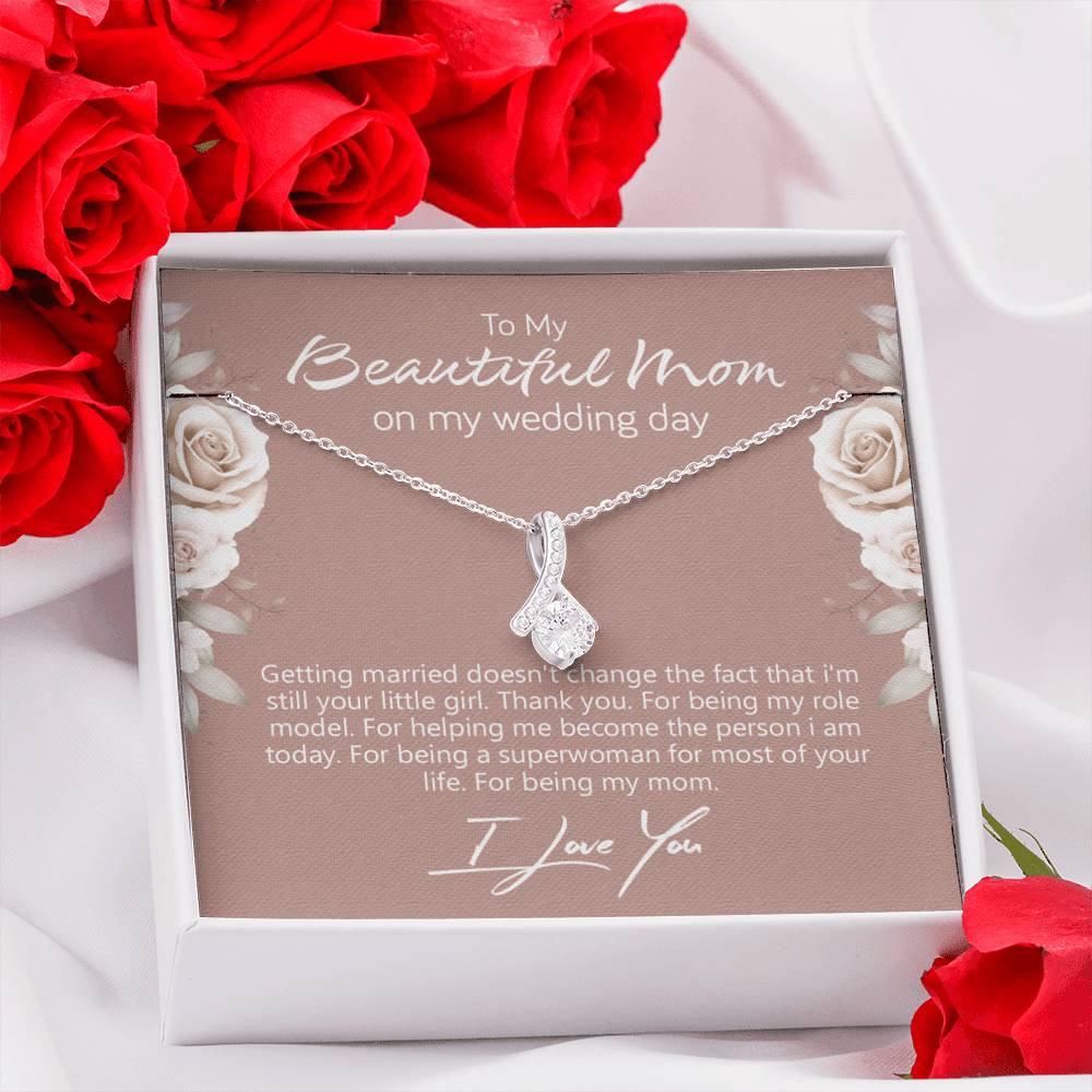 Mom Wedding Gift from Bride, Gift for Mom on Wedding Day, Mother of the Bride Necklace