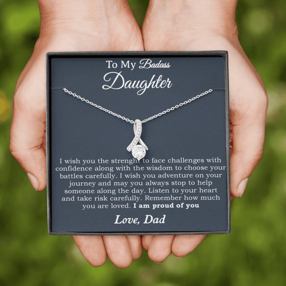 To My Badass Daughter Necklace From Dad, Badass Daughter Necklace Birthday Gift