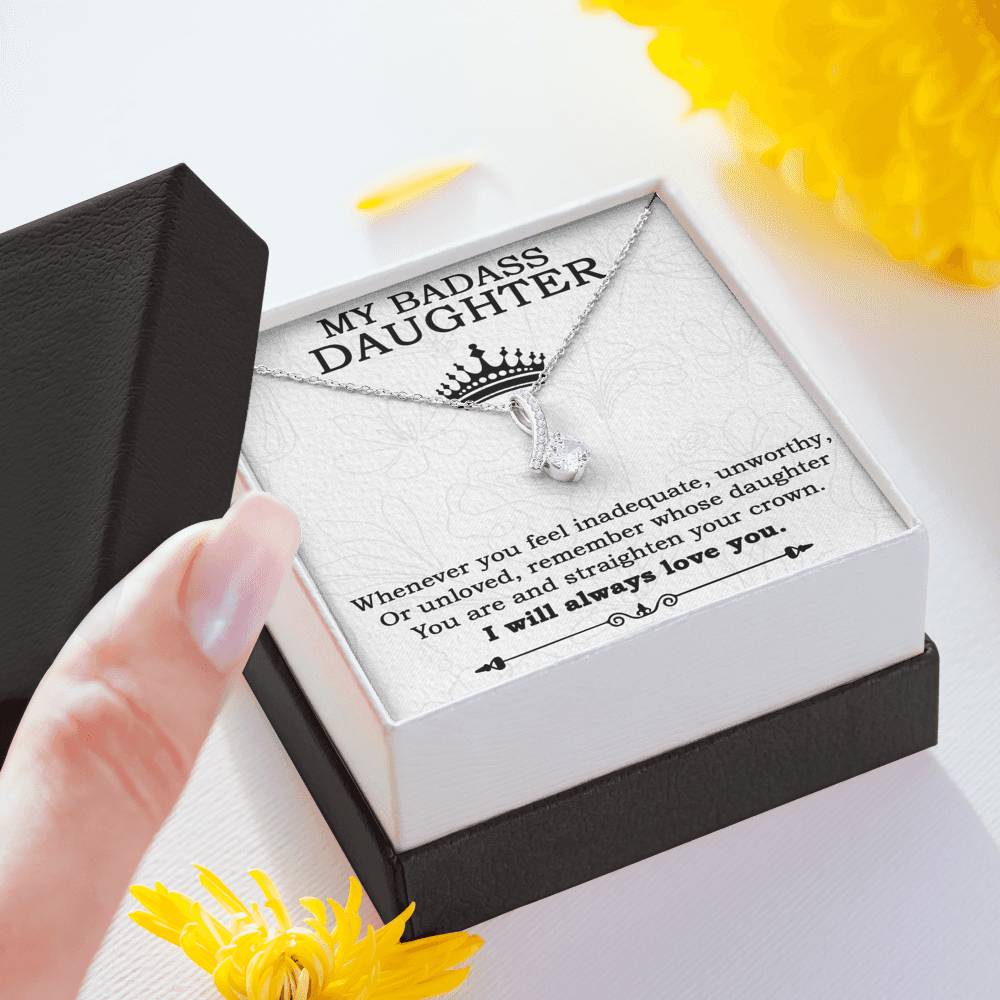 My Badass Daughter Necklace From Mom, Badass Daughter Necklace Birthday Gift