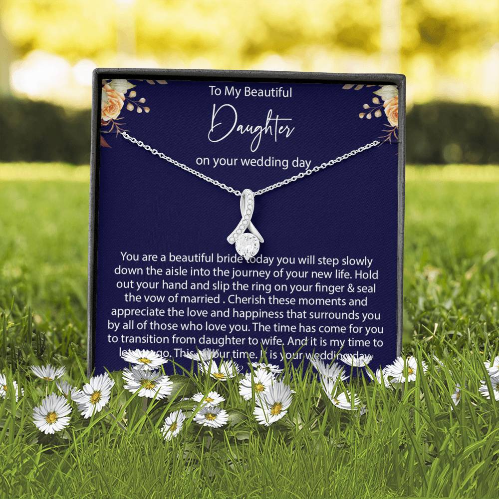 Daughter Gift on Wedding Day, Bride Gift from Mom, Daughter Wedding Day Necklace, Wedding Gift for Daughter