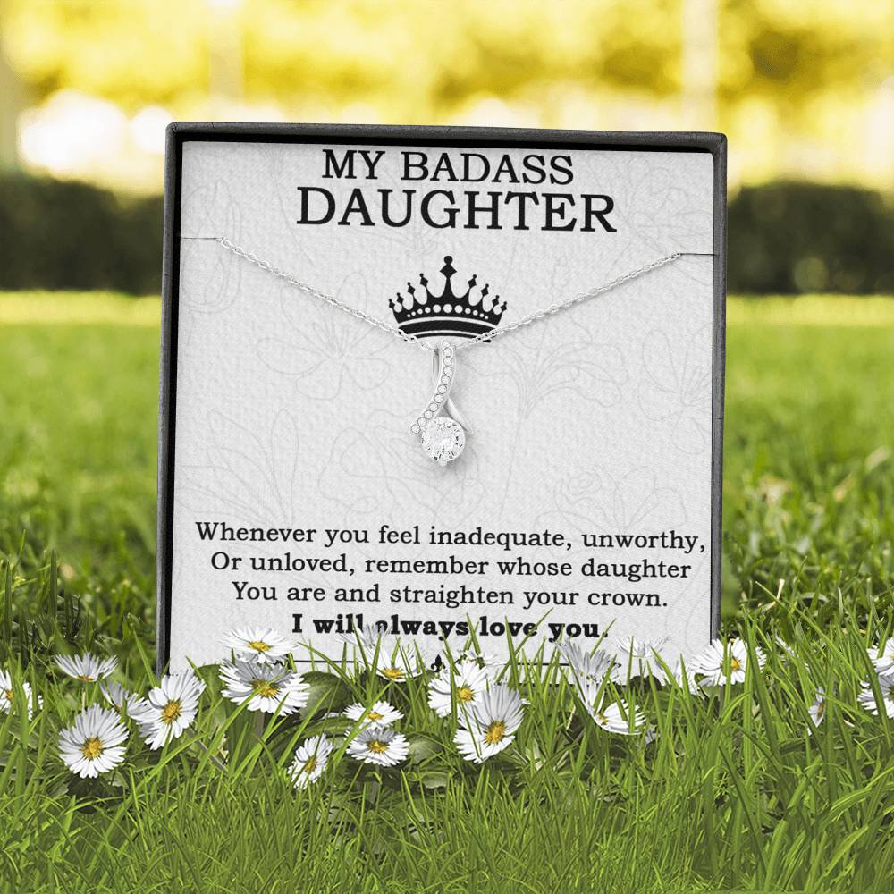 My Badass Daughter Necklace From Mom, Badass Daughter Necklace Birthday Gift