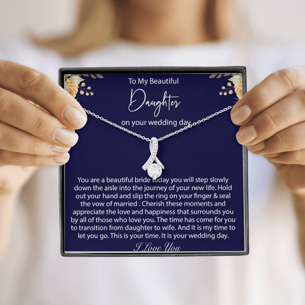 Daughter Gift on Wedding Day, Bride Gift from Mom, Daughter Wedding Day Necklace, Wedding Gift for Daughter