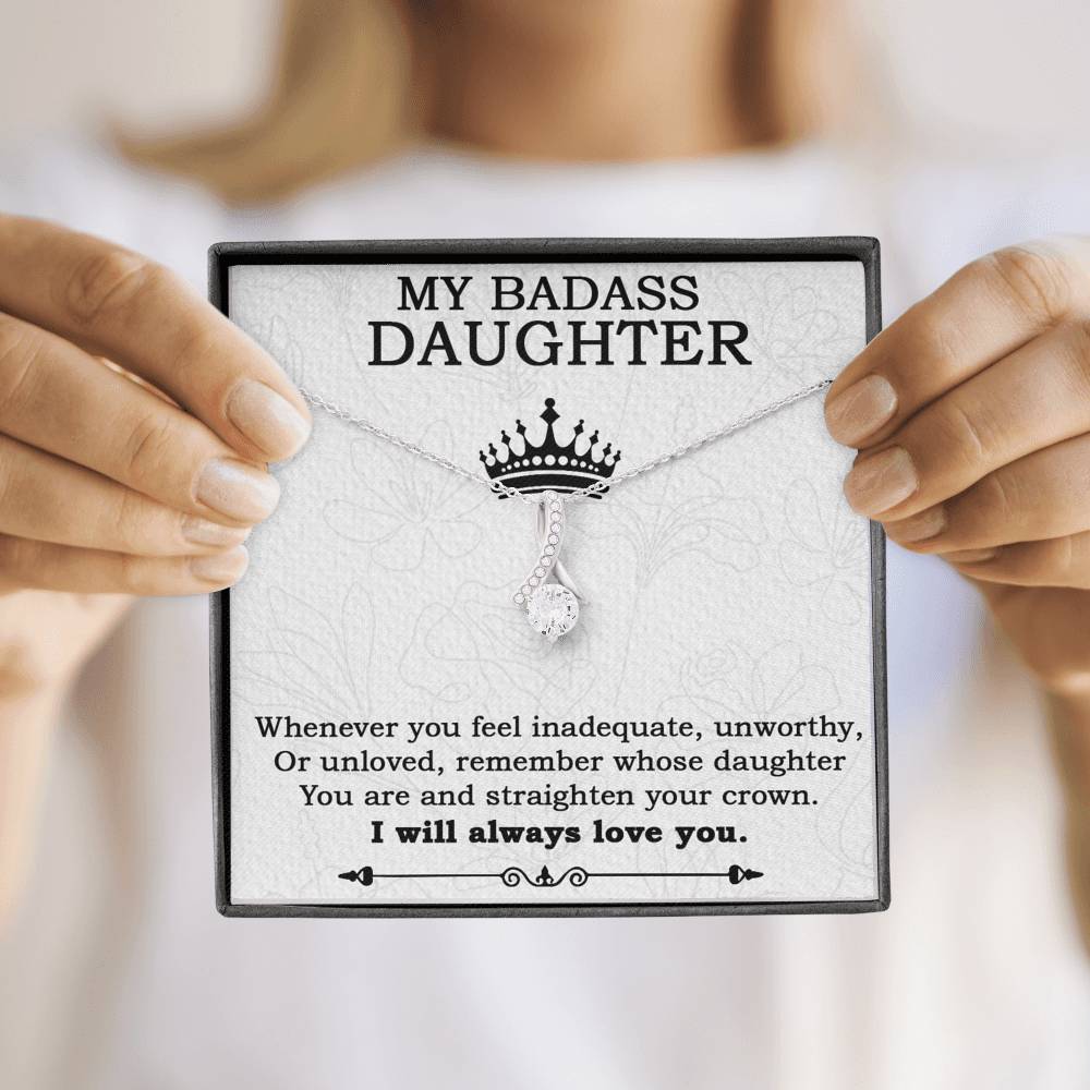 My Badass Daughter Necklace From Mom, Badass Daughter Necklace Birthday Gift