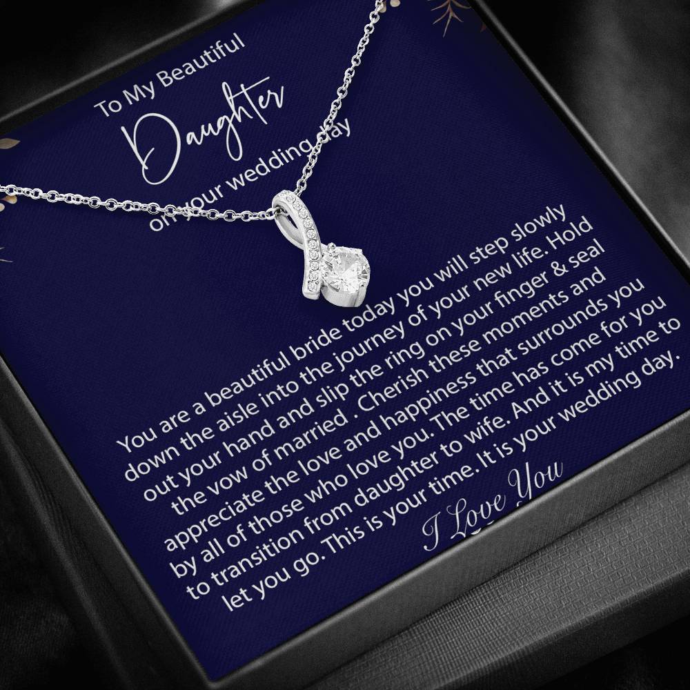 Daughter Gift on Wedding Day, Bride Gift from Mom, Daughter Wedding Day Necklace, Wedding Gift for Daughter