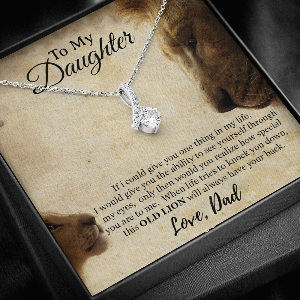 To My Daughter Necklace, Xmas Gift For Daughter From Dad, Daughter Father Lion
