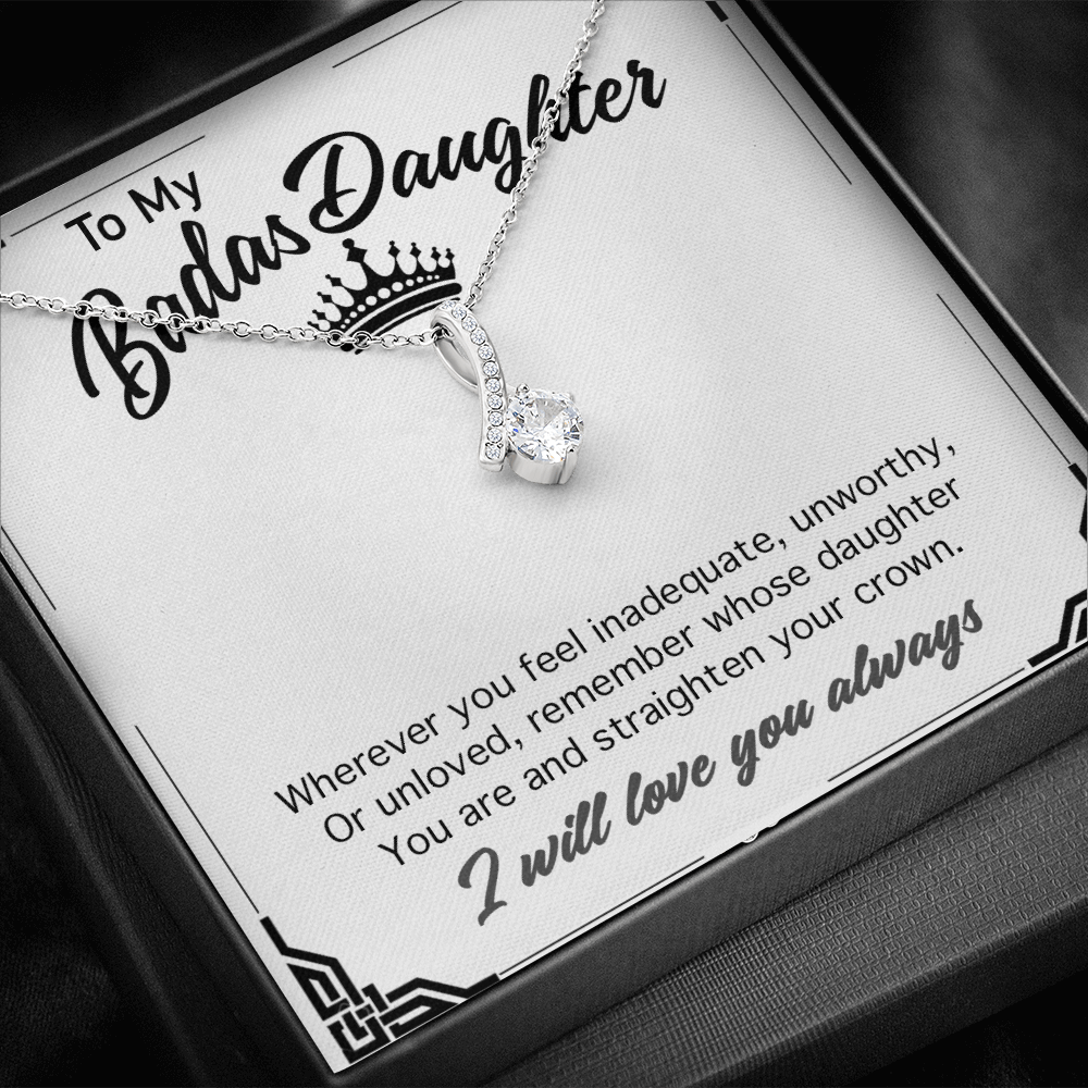 To My Badass Daughter Necklace From Mom, Badass Daughter Necklace Birthday Gift