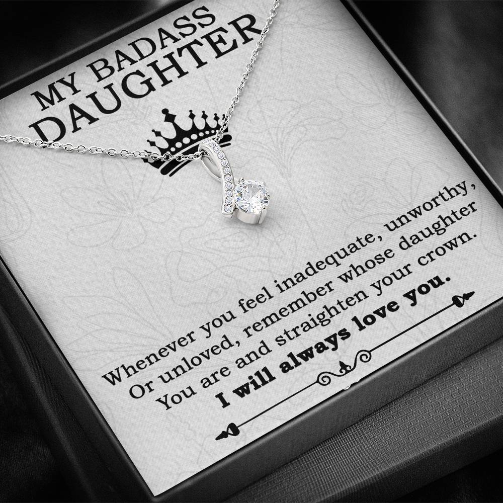 My Badass Daughter Necklace From Mom, Badass Daughter Necklace Birthday Gift