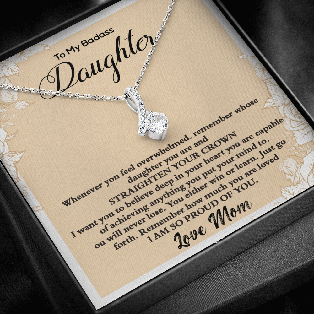 To My Badass Daughter Necklace From Mom, Badass Daughter Necklace Birthday Gift