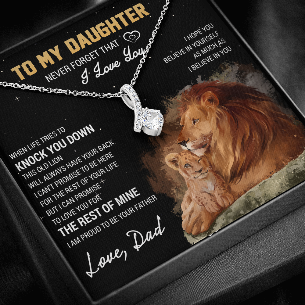 To My Daughter Necklace, Gift For Daughter From Dad, Daughter Father Lion