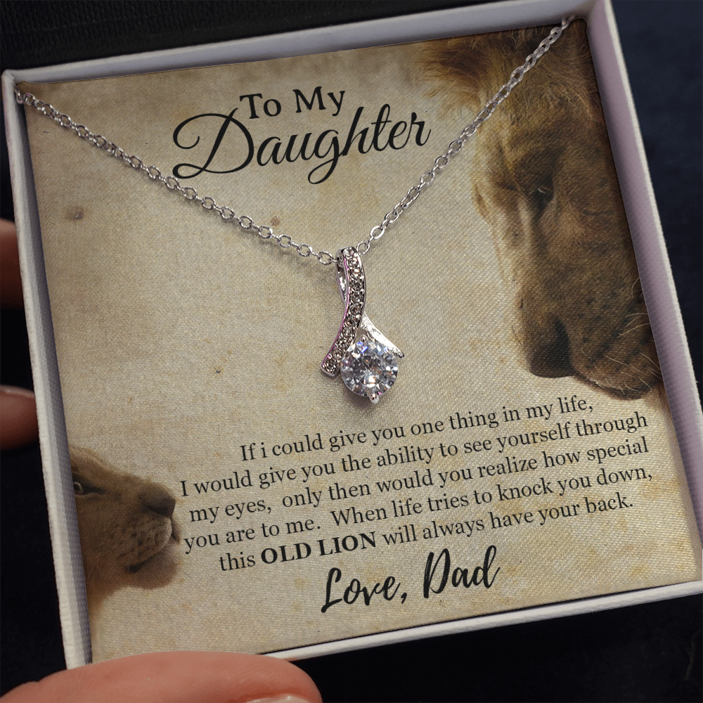 To My Daughter Necklace, Xmas Gift For Daughter From Dad, Daughter Father Lion