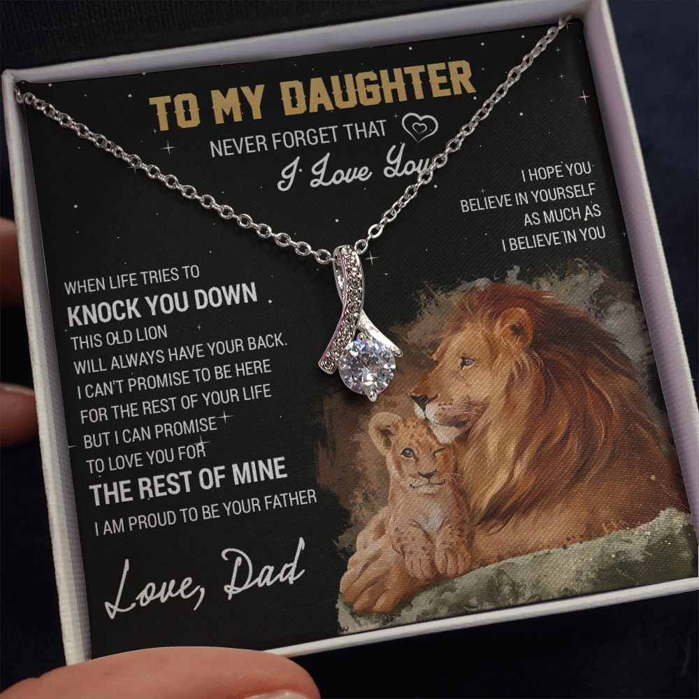 To My Daughter Necklace, Gift For Daughter From Dad, Daughter Father Lion