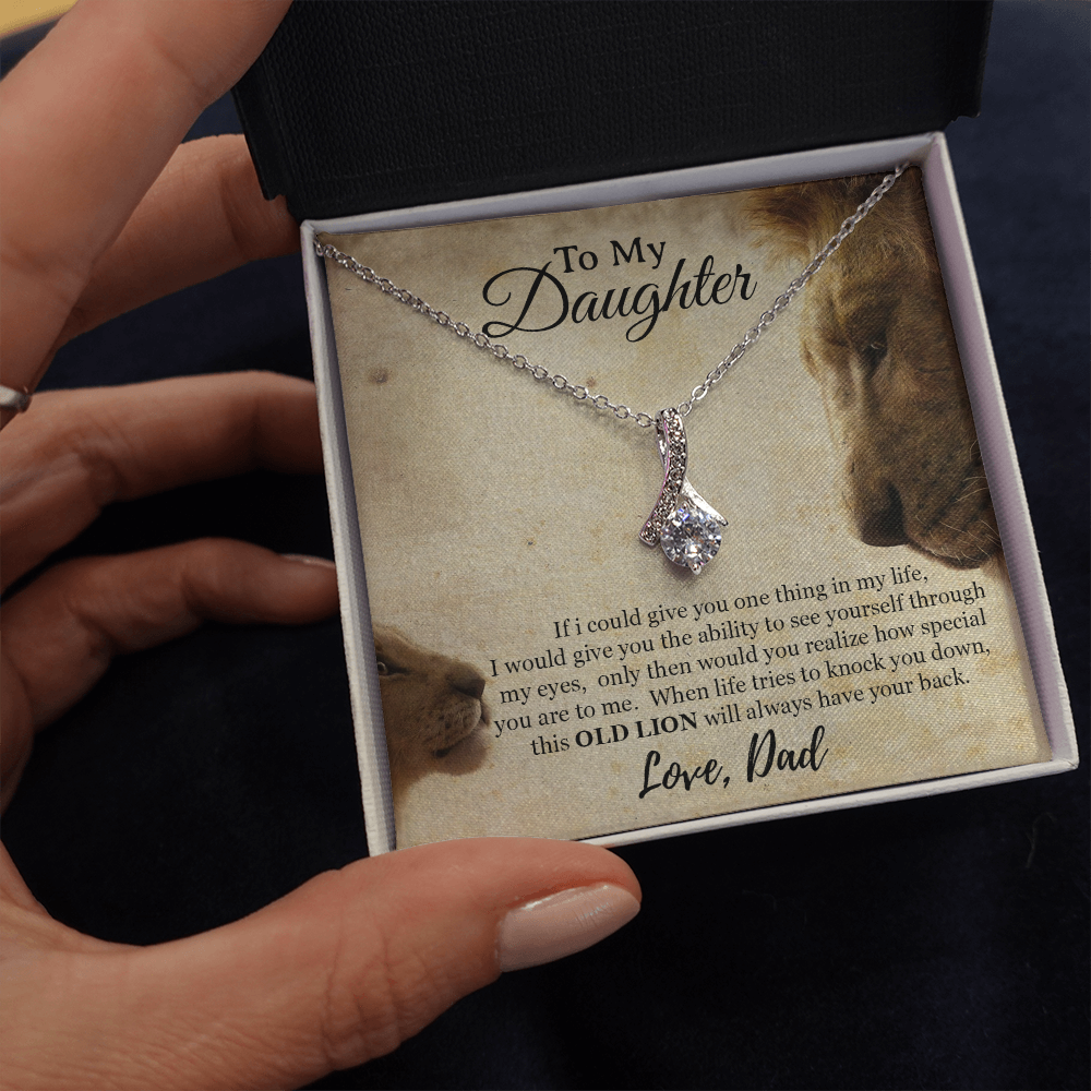 To My Daughter Necklace, Xmas Gift For Daughter From Dad, Daughter Father Lion