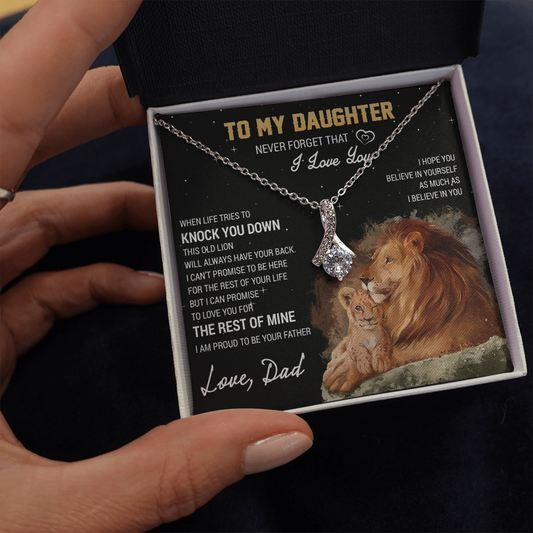 To My Daughter Necklace, Gift For Daughter From Dad, Daughter Father Lion