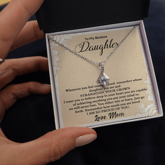 To My Badass Daughter Necklace From Mom, Badass Daughter Necklace Birthday Gift