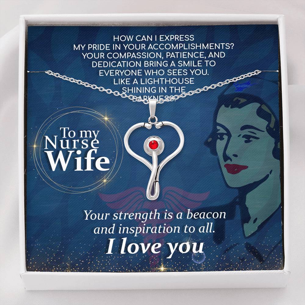 Stethoscope Heart Necklace Nurse Necklace With Message Card Nurse Gift
