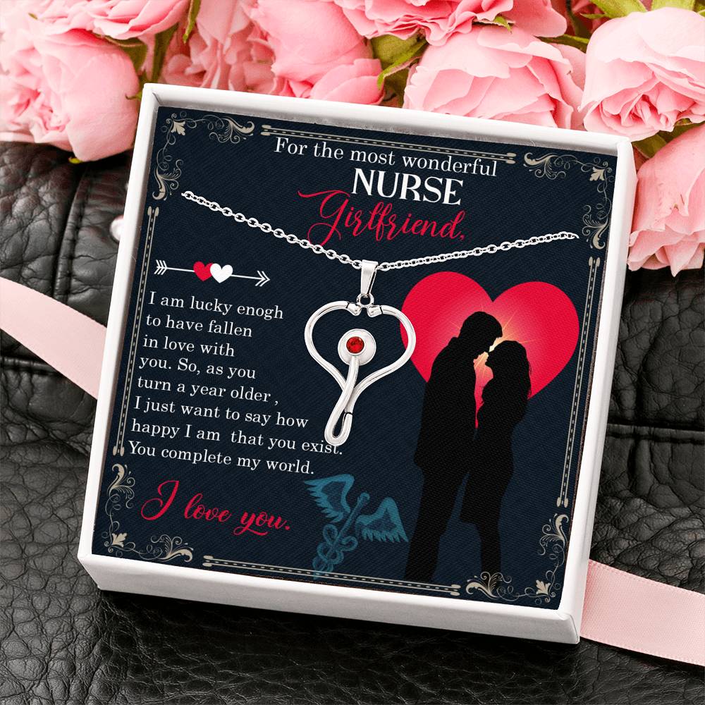 Stethoscope Heart Necklace Nurse Necklace With Message Card Nurse Gift