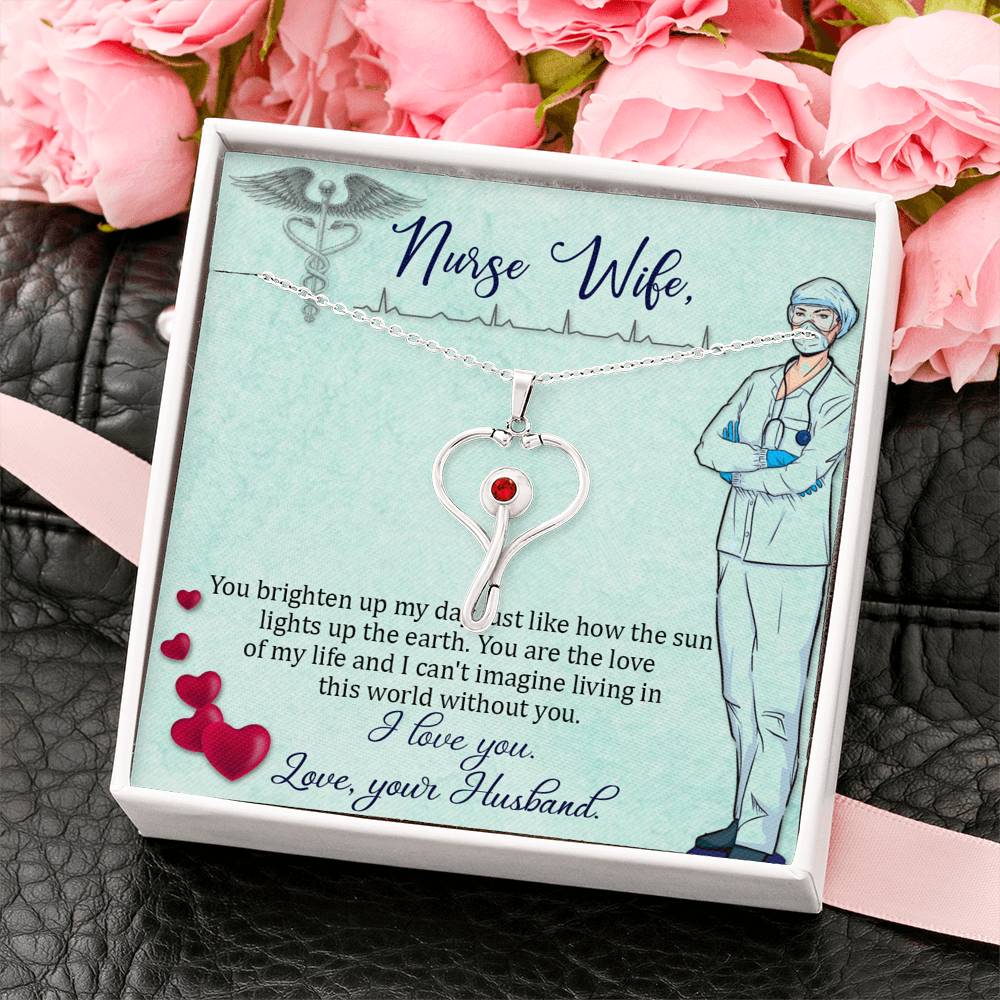 Stethoscope Heart Necklace Nurse Necklace With Message Card Nurse Gift