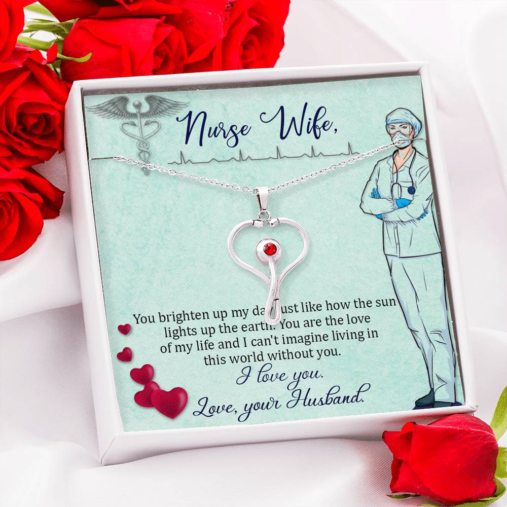 Stethoscope Heart Necklace Nurse Necklace With Message Card Nurse Gift