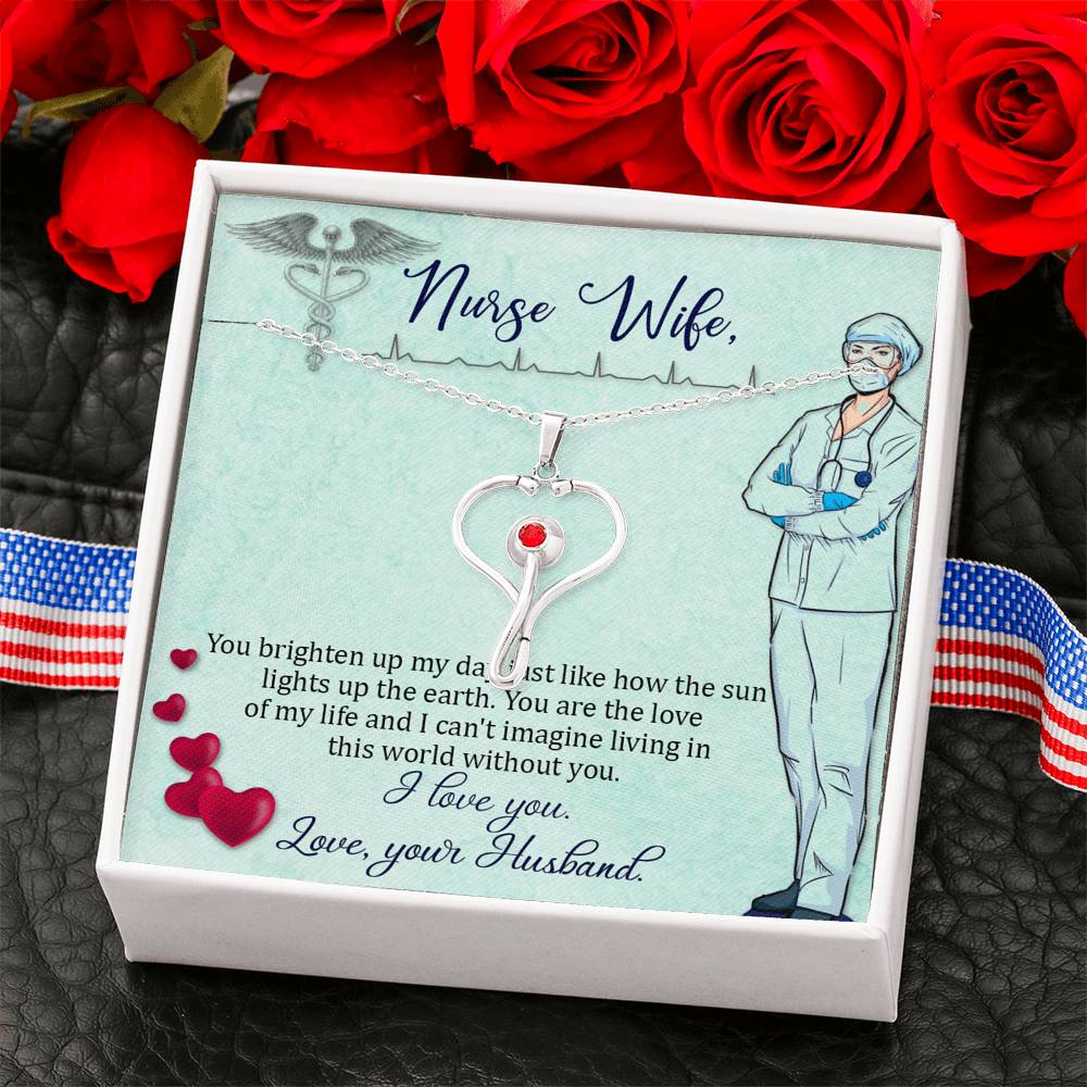 Stethoscope Heart Necklace Nurse Necklace With Message Card Nurse Gift