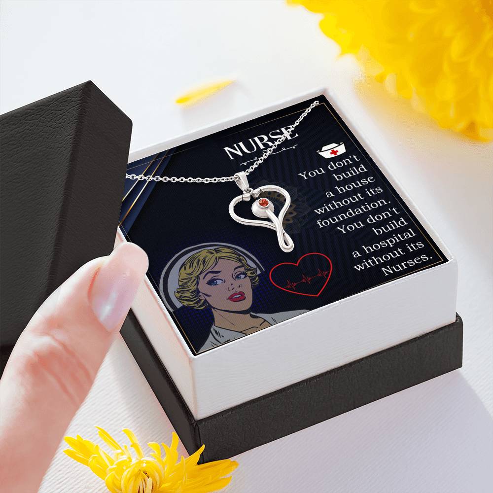 Stethoscope Heart Necklace Nurse Necklace With Message Card Nurse Gift