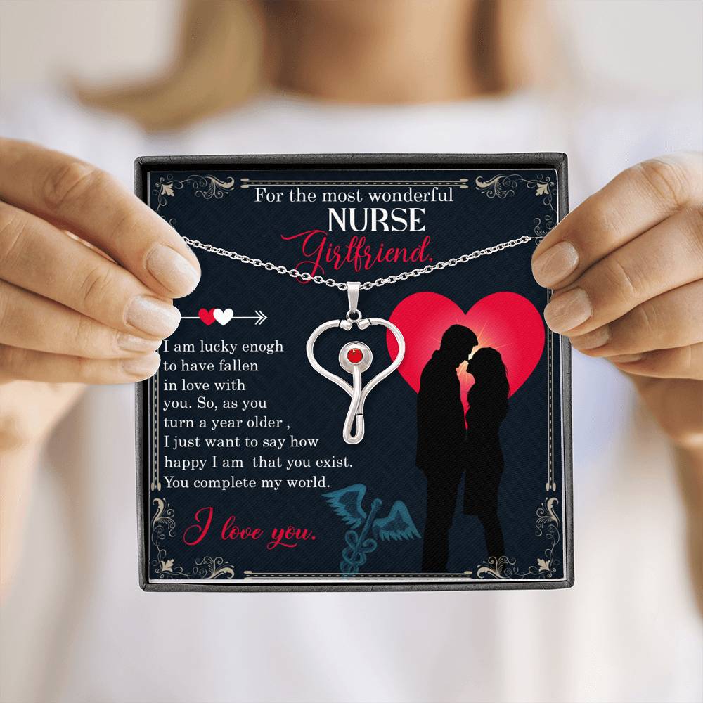 Stethoscope Heart Necklace Nurse Necklace With Message Card Nurse Gift