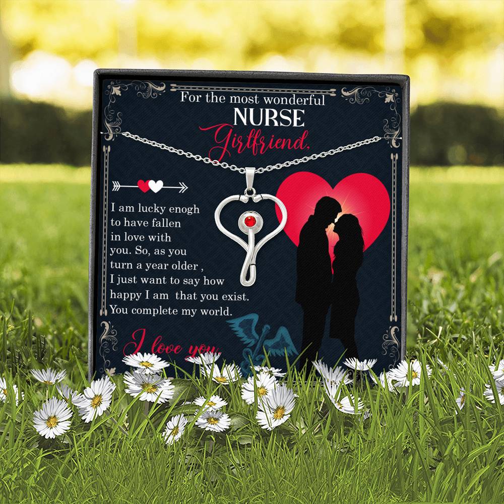 Stethoscope Heart Necklace Nurse Necklace With Message Card Nurse Gift