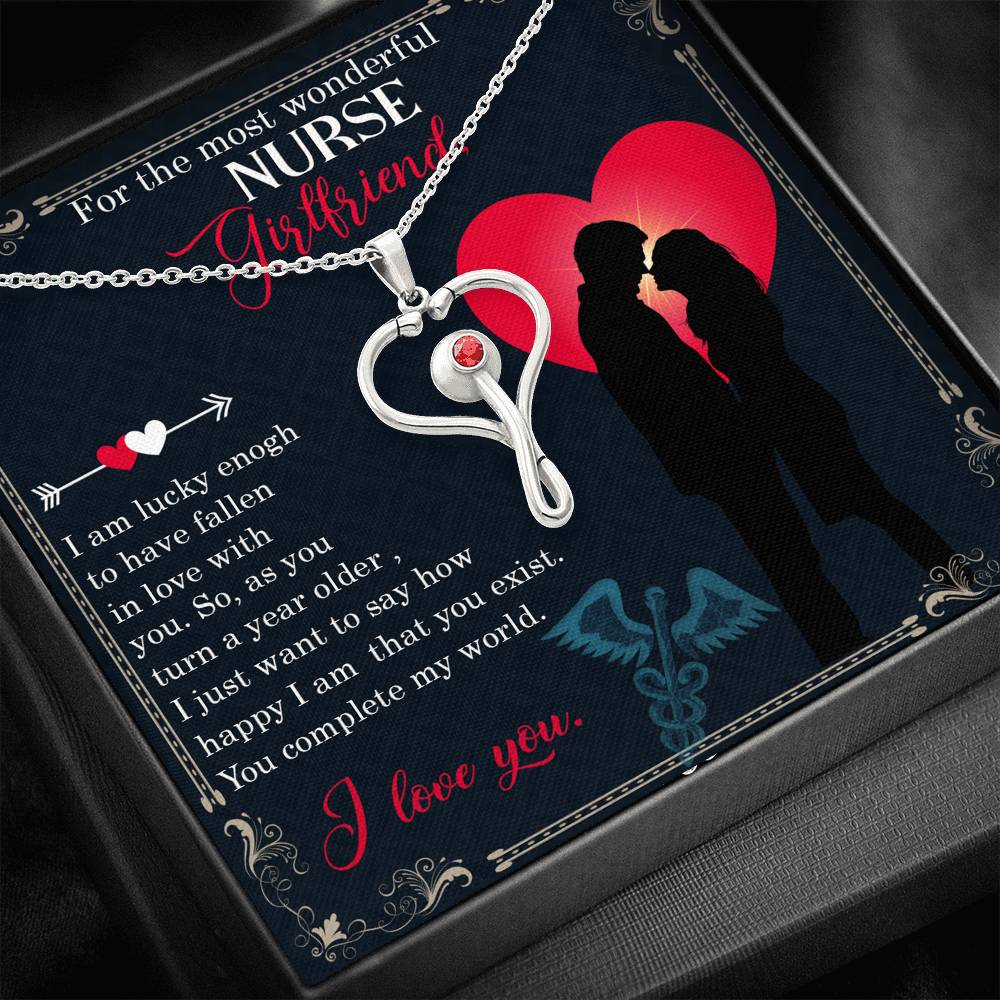 Stethoscope Heart Necklace Nurse Necklace With Message Card Nurse Gift
