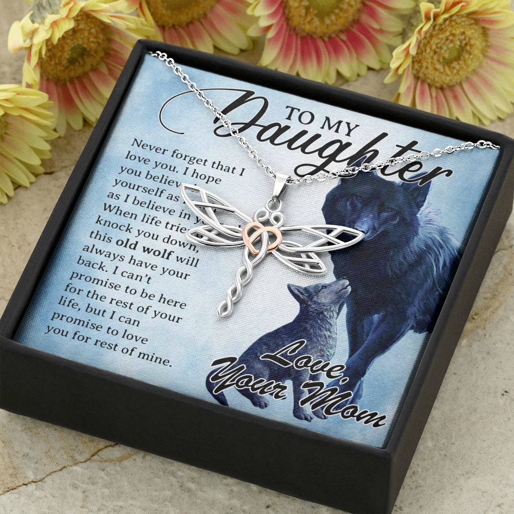to My Daughter Necklace, Daughter Father Necklace, Daughter Gift from Mom - Dragonfly Dreams Necklace