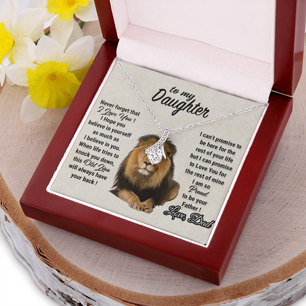 To My Daughter Necklace, Xmas Gift For Daughter From Dad, Daughter Father Lion