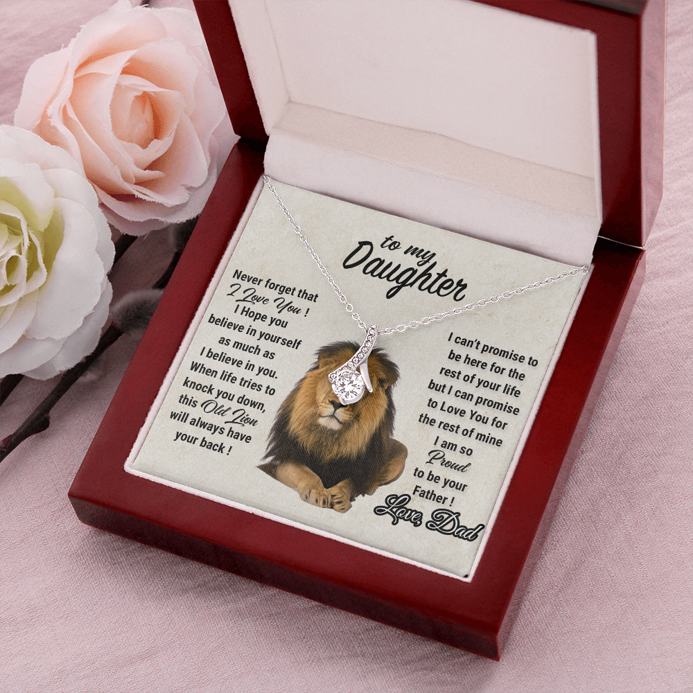 To My Daughter Necklace, Xmas Gift For Daughter From Dad, Daughter Father Lion