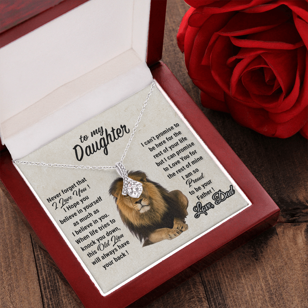 To My Daughter Necklace, Xmas Gift For Daughter From Dad, Daughter Father Lion