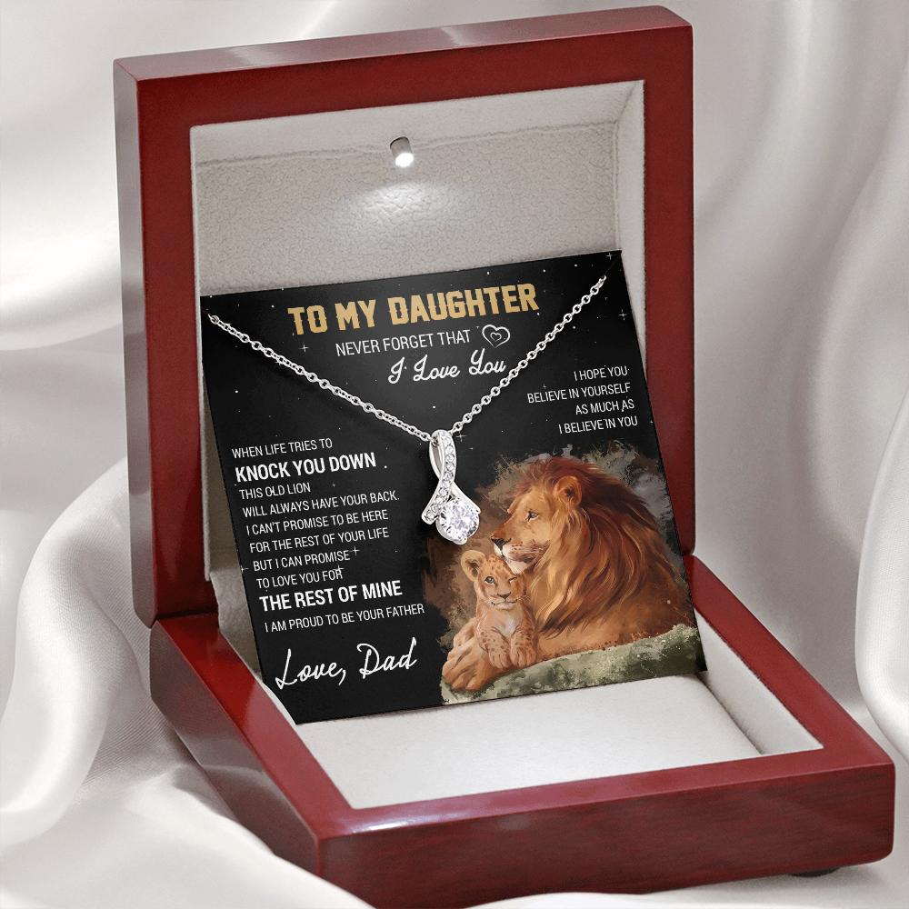 To My Daughter Necklace, Gift For Daughter From Dad, Daughter Father Lion