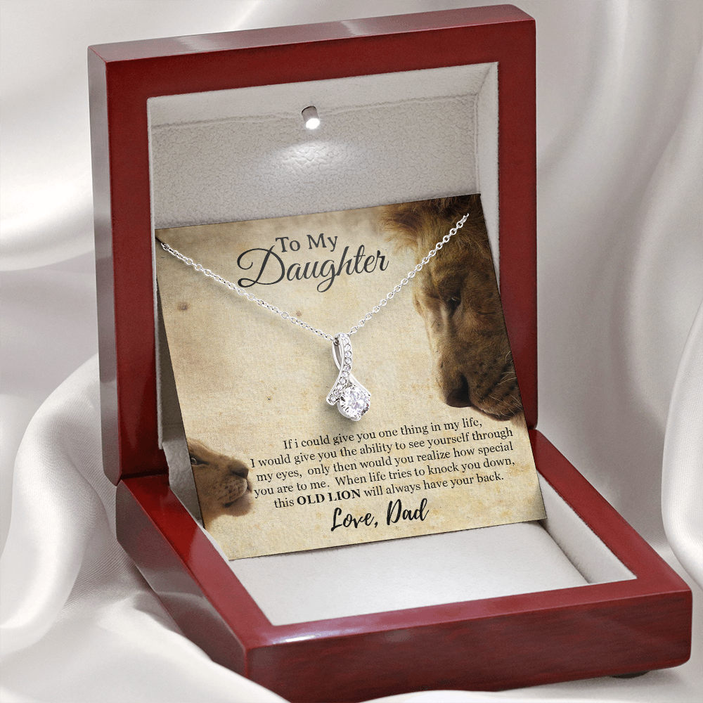 To My Daughter Necklace, Xmas Gift For Daughter From Dad, Daughter Father Lion
